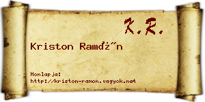 Kriston Ramón névjegykártya